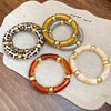 Luckacco Splicing Bamboo Tube Acrylic Smudging Bangles for Women Men Fashion Geometric Elastic Bracelets Bangles Jewelry Couple Gifts F