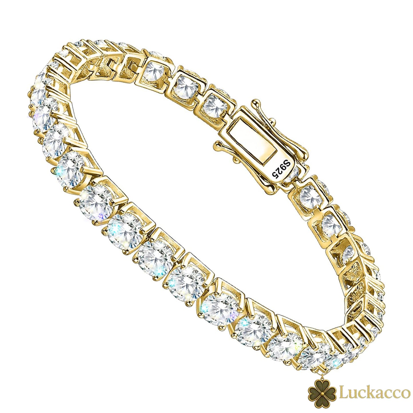 luckacco luxury 4mm tennis bracelet for women men full moissnaite laboratory diamond s925 silver wedding jewelry gra certificate