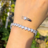 Luckacco CWWZircons Chic Love Heart Shape Cubic Zirconia Stone Wedding Engagement Tennis Bracelet for Women Classic CZ Jewelry Gift CB293