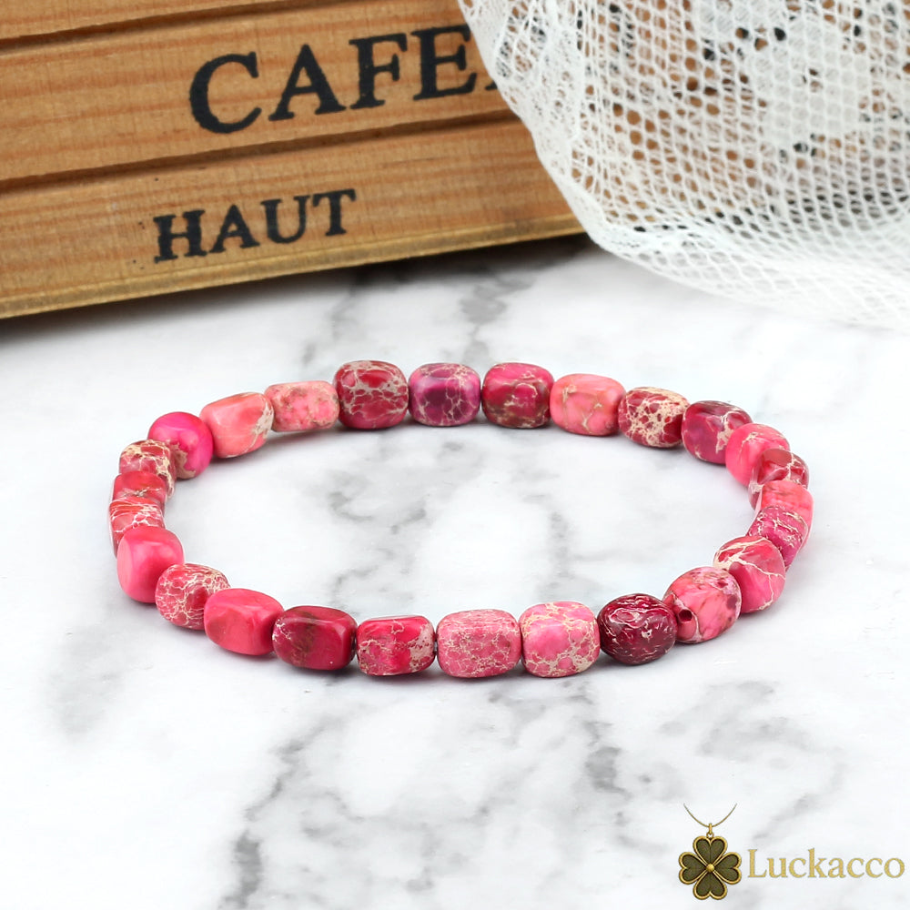 luckacco bohemian natural stone beaded bracelets colorful emperor stone elastic bangle women men couple friendship handmade jewelry gifts