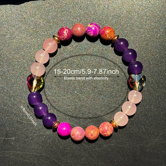 Luckacco 1pc/Strength and Protection Bracelet Imperial Jasper and Love Crystal Handmade Bracelet for Men and Women Cultivate Inner Peace