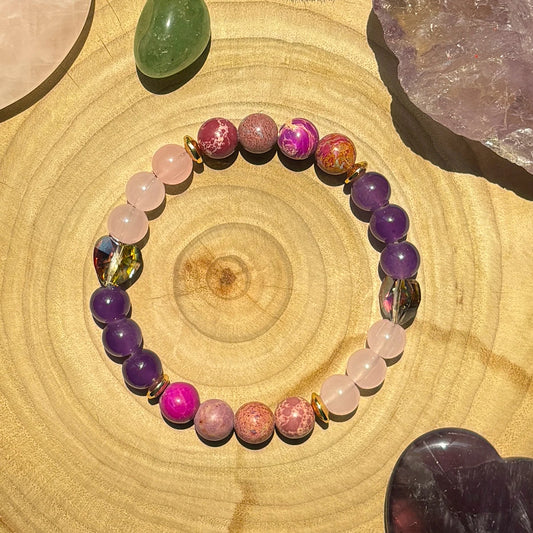 Luckacco 1pc/Strength and Protection Bracelet Imperial Jasper and Love Crystal Handmade Bracelet for Men and Women Cultivate Inner Peace