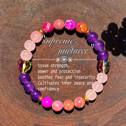 Luckacco 1pc/Strength and Protection Bracelet Imperial Jasper and Love Crystal Handmade Bracelet for Men and Women Cultivate Inner Peace