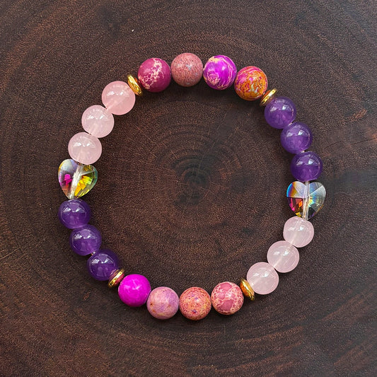 Luckacco 1pc/Strength and Protection Bracelet Imperial Jasper and Love Crystal Handmade Bracelet for Men and Women Cultivate Inner Peace