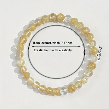 Luckacco 1 pc/Abundance and Prosperity Citrine Bracelet Optimism and Happiness Christmas Gift for Family [Natural Stone Color Random]