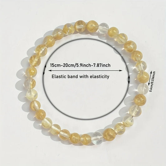 Luckacco 1 pc/Abundance and Prosperity Citrine Bracelet Optimism and Happiness Christmas Gift for Family [Natural Stone Color Random]