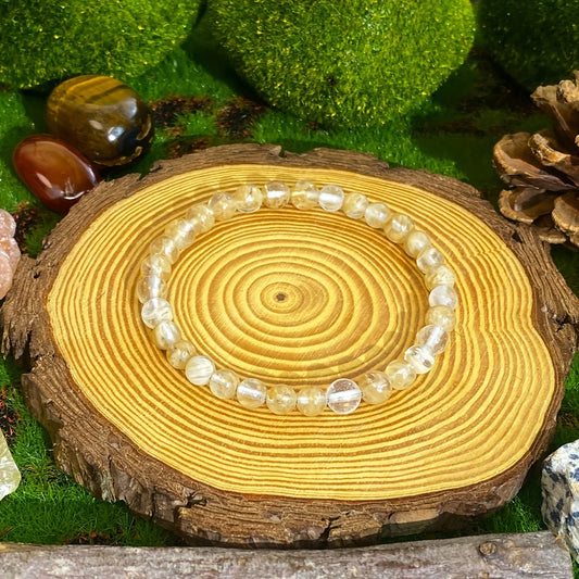 Luckacco 1 pc/Abundance and Prosperity Citrine Bracelet Optimism and Happiness Christmas Gift for Family [Natural Stone Color Random]