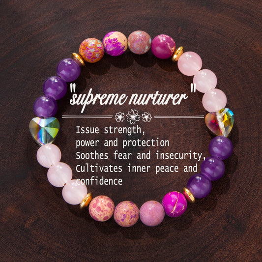 Luckacco 1pc/Strength and Protection Bracelet Imperial Jasper and Love Crystal Handmade Bracelet for Men and Women Cultivate Inner Peace