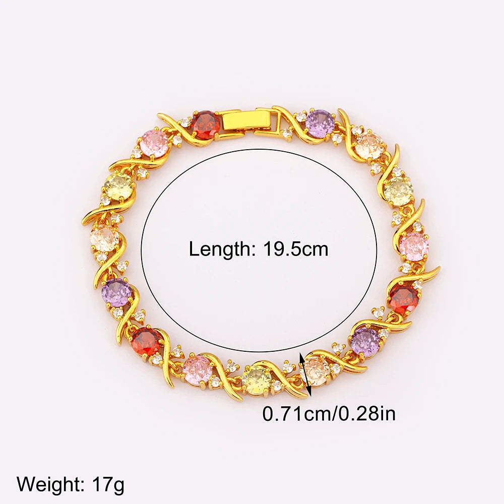 luckacco nidin elegant aesthetic pave shiny crystal zircon charm chain bracelets 2 colors for women light luxury bangle jewelry fine gift