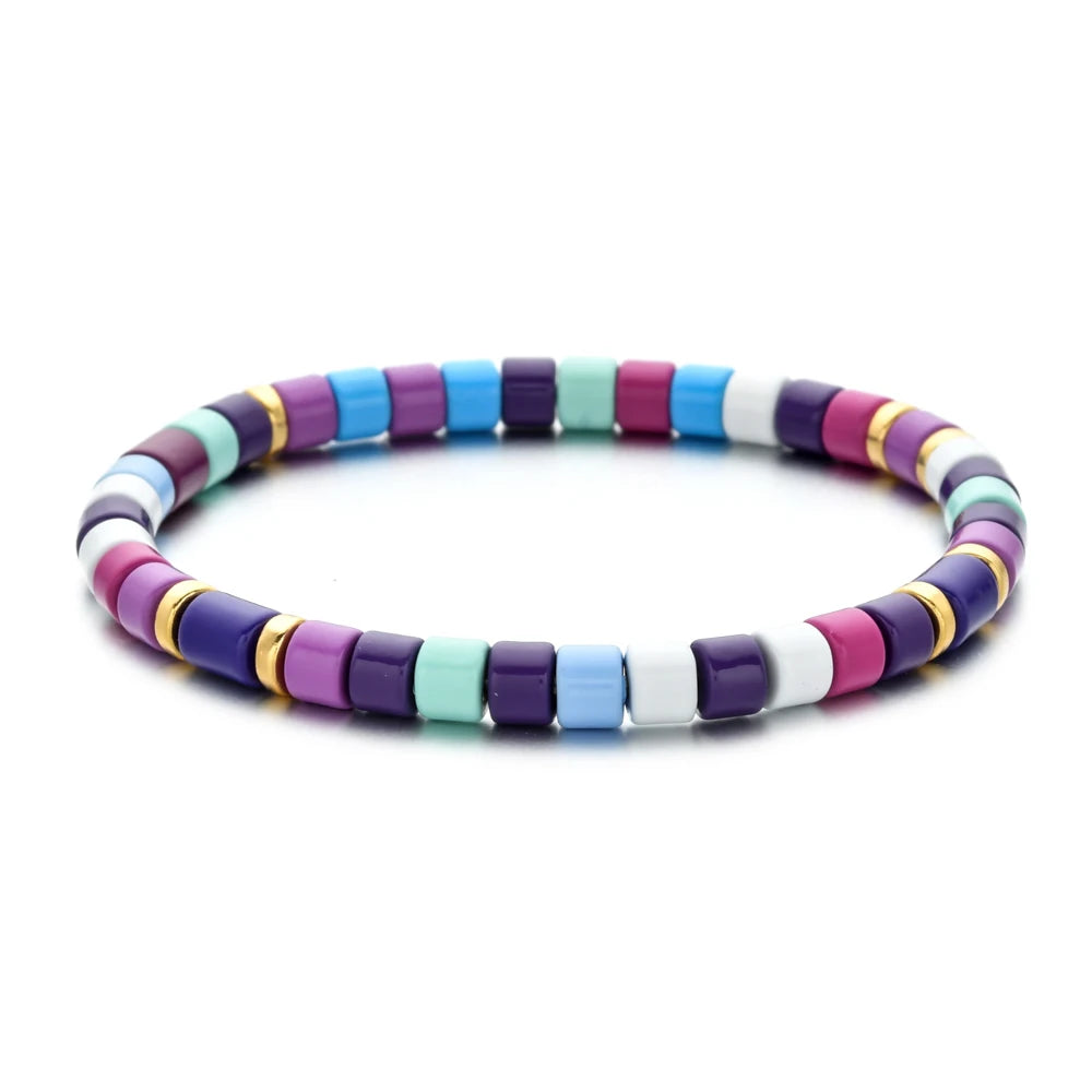 luckacco boho bohemian handmade charm summer new gold color bracelet tile beads friendship bracelet women gifts unisex fashion jewelry