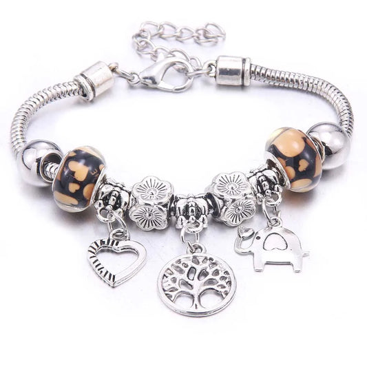 Luckacco  dragonfly owl Shape Crystal Charm Bracelets Beads Bracelet Women DIY Beads Brand Bracelets & Bangles Jewelry Gift
