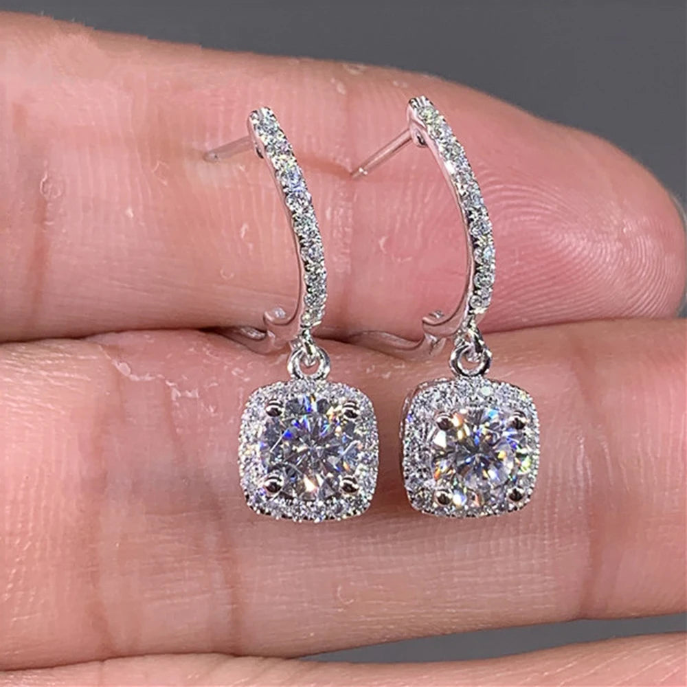 luckacco daily picks new trendy square shape drop earrings brilliant bridal engagement wedding jewelry elegant female dangle earring nice gift