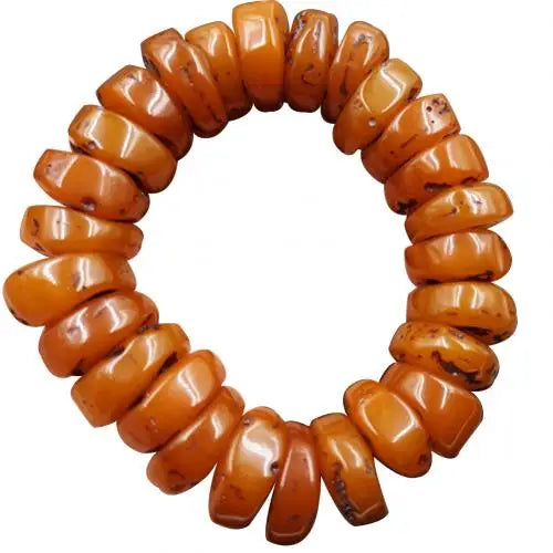 luckacco fashion explosion natural amber beeswax old stone abacus beaded bracelet hand jewelry accessory gift men yellow bangle
