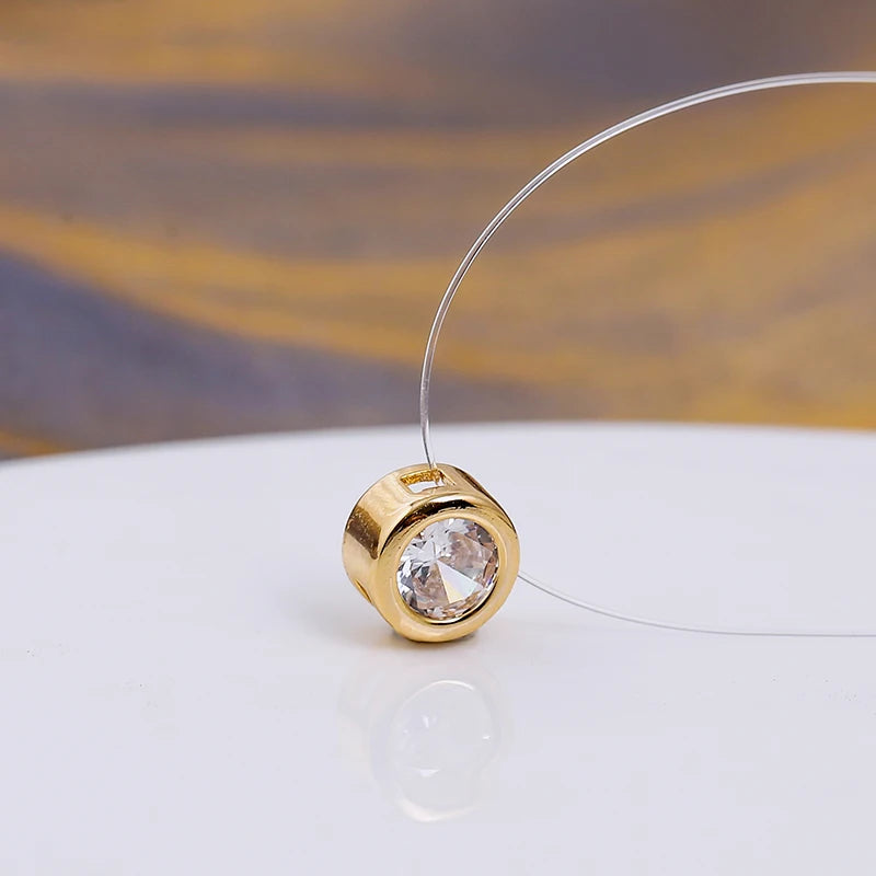 luckacco luxury aaa zircon necklace for women invisible chain clavicle transparent fishline choker pendant on line neck high quality