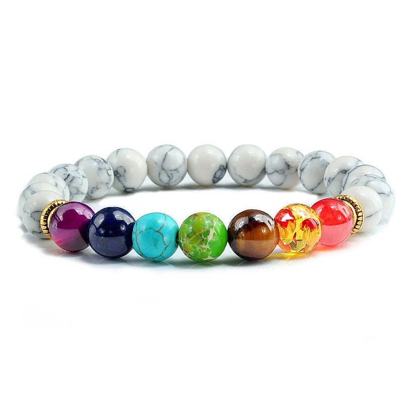 luckacco 7 chakra beads natural lava tiger eye stone bracelet for women men healing balance therapy bracelets jewelry prayer adjustable