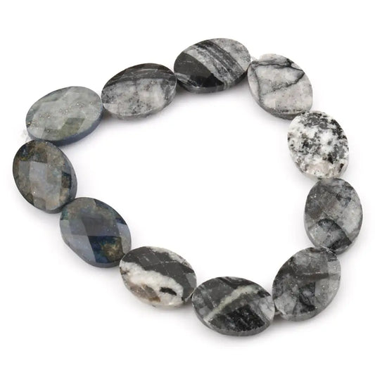 Luckacco Natural Faceted Turquoises Agates Jades Snakeskin Jaspers Stone Oval Round Shape Bead For Jewelry Making DIY Bracelet Accessorie