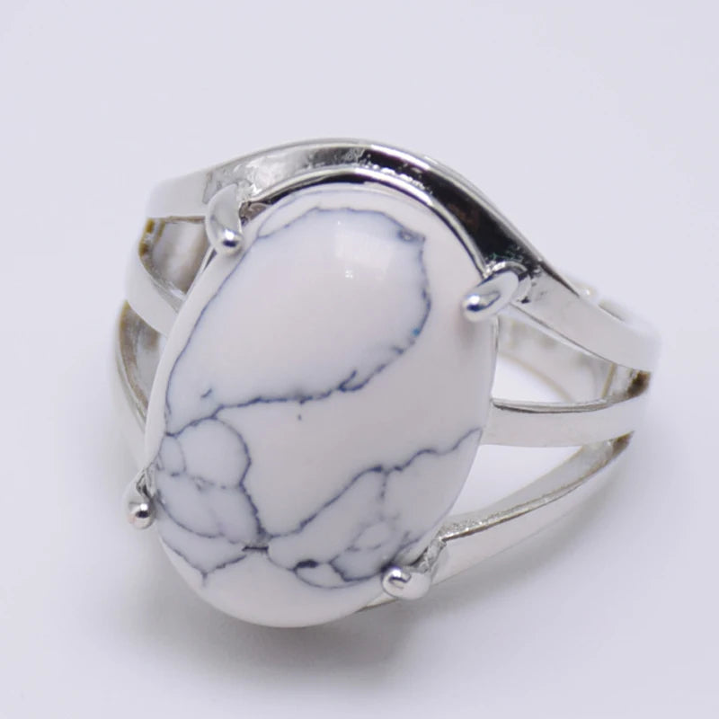 luckacco new women fashion ring natural stone pink quartz purple crystal lapis opening rings opal oval bead adjustable size party jewelry