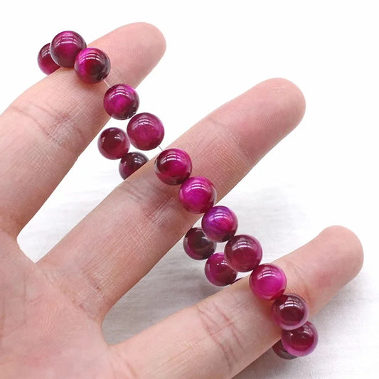 Luckacco Natural Tiger Eye Stone Beads Bracelet 4/6/8/10/12mm Gorgeous Rose Red Tiger Eye Bracelets for Men Women  Bracelets Buddha