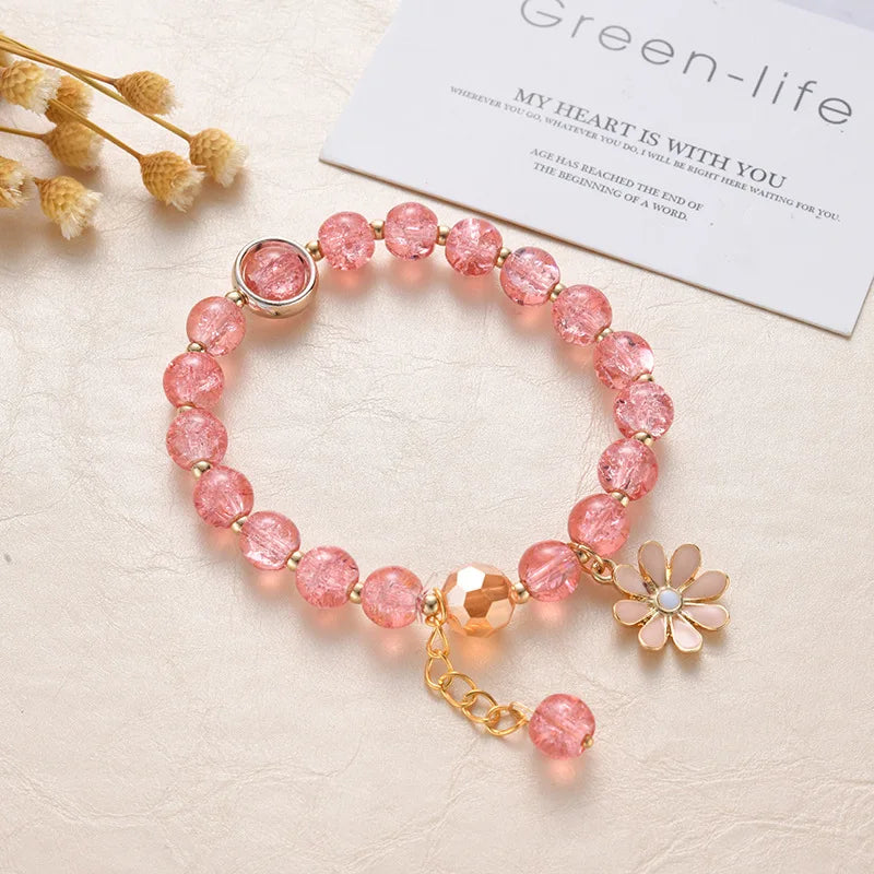 luckacco popcorn bead sweet bracelet for children women cute cloud flower pendant bracelets kids girls charm wish bracelet