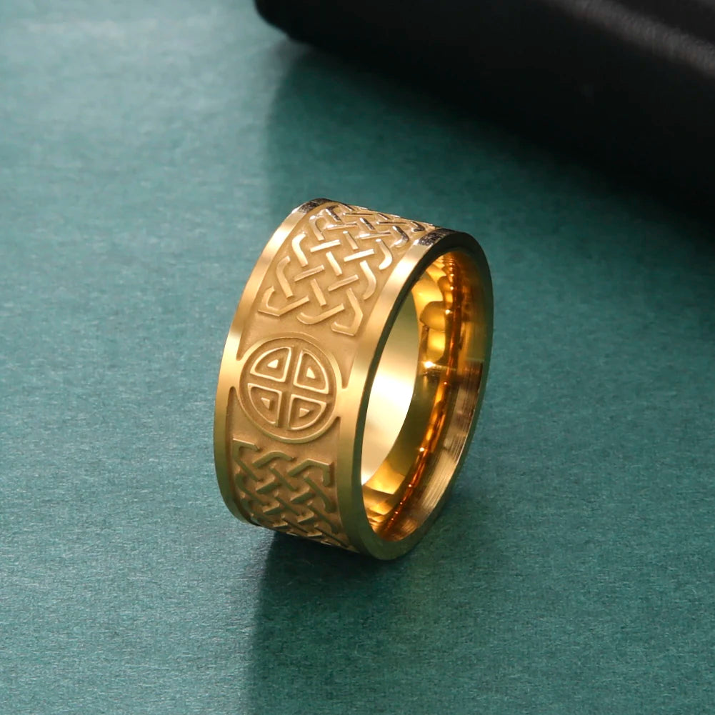 luckacco my shape stainless steel ring for men women nordic viking celtics knot finger rings vintage jewelry men's ring bague femme gift