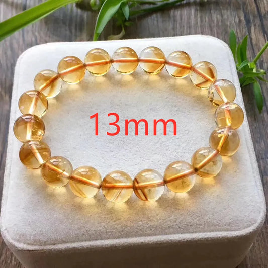 Luckacco Genuine Natural Citrine Yellow Gemstone Round Beads Bracelet 8mm 9mm 10mm 11mm 12mm Brazil Wealthy Stone Women Men AAAAA