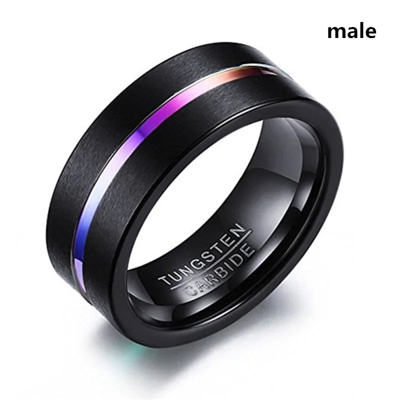 luckacco couple ring stainless steel colorful rings for women purple crystal bands wedding engagement jewelry accessories