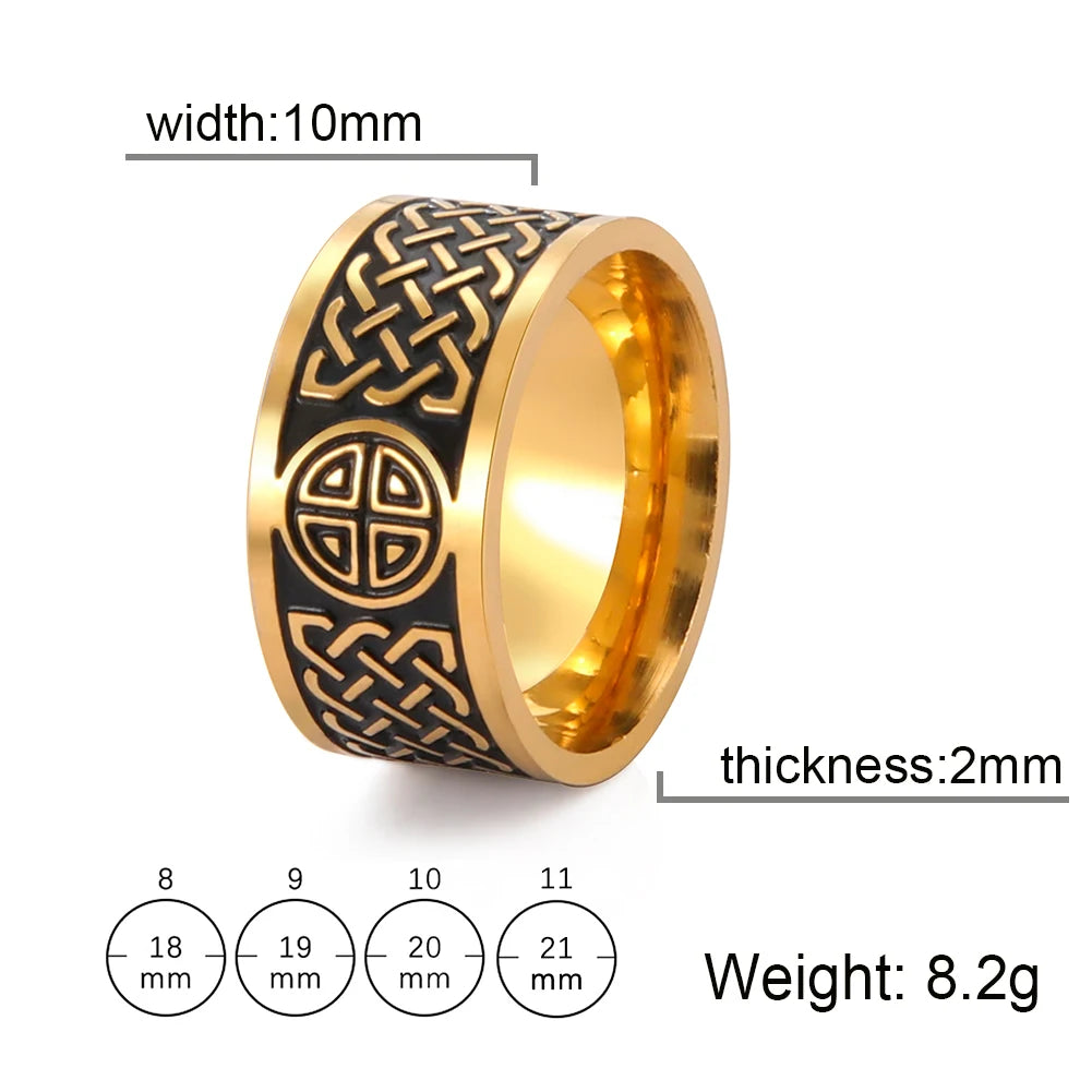 luckacco my shape stainless steel ring for men women nordic viking celtics knot finger rings vintage jewelry men's ring bague femme gift