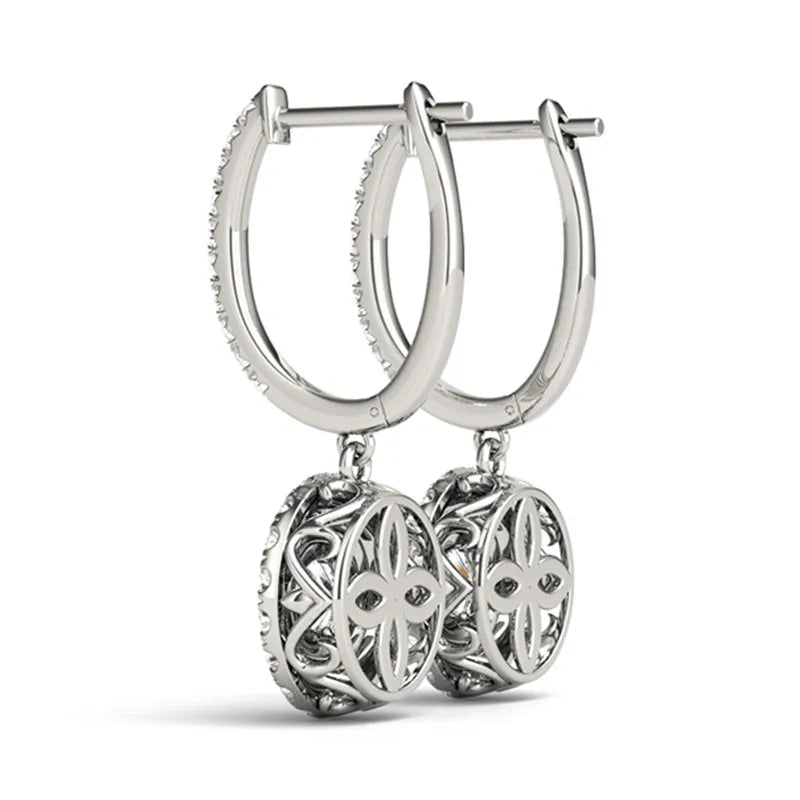 luckacco daily picks new wedding trend eternity earrings for women full bling cubic zirconia simple elegant lady's accessories classic jewelry
