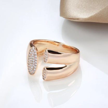 Luckacco Kinel Terndy Natural Zircon 585 Rose Gold Color Geometric Ring For Women Girls Party Fine Jewelry Christmas Gift