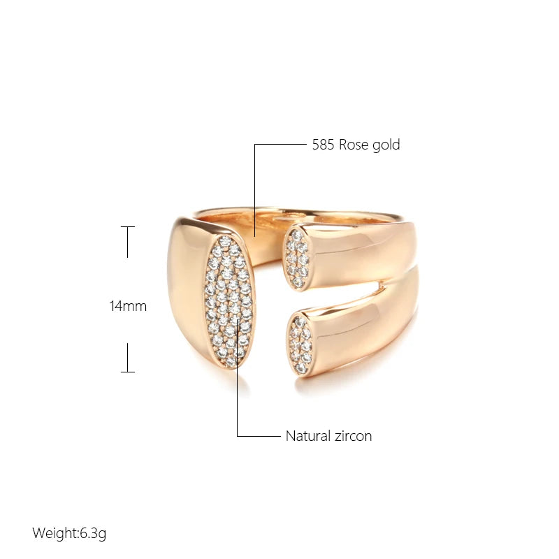 luckacco kinel terndy natural zircon 585 rose gold color geometric ring for women girls party fine jewelry christmas gift