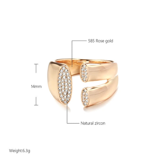 Luckacco Kinel Terndy Natural Zircon 585 Rose Gold Color Geometric Ring For Women Girls Party Fine Jewelry Christmas Gift