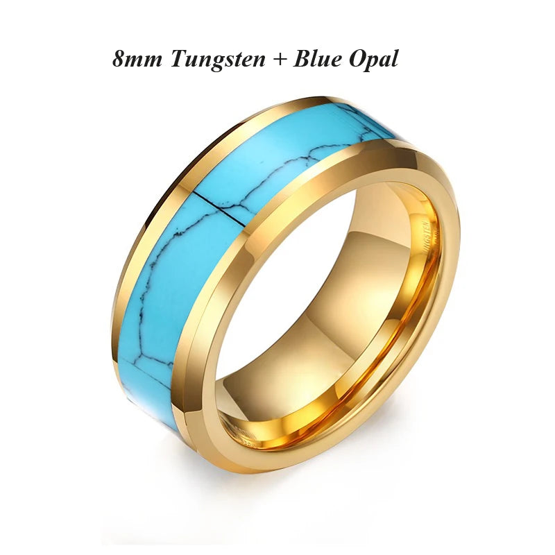 luckacco men's damascus ring tungsten fashion jewelry unique high quality handmade wedding bands couples rings for men male boys