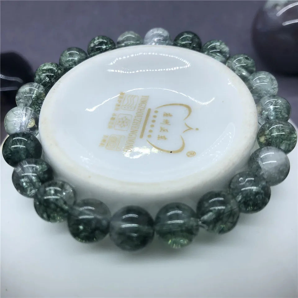luckacco natural green crack phantom quartz beads bracelet charms for female 6-12mm