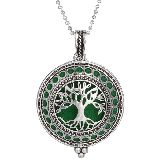 Luckacco Aromatherapy Necklace Tree of Life Diffuser Jewelry Vintage Open Locket Pendant Essential Oil Perfume Aroma Diffuser Necklace