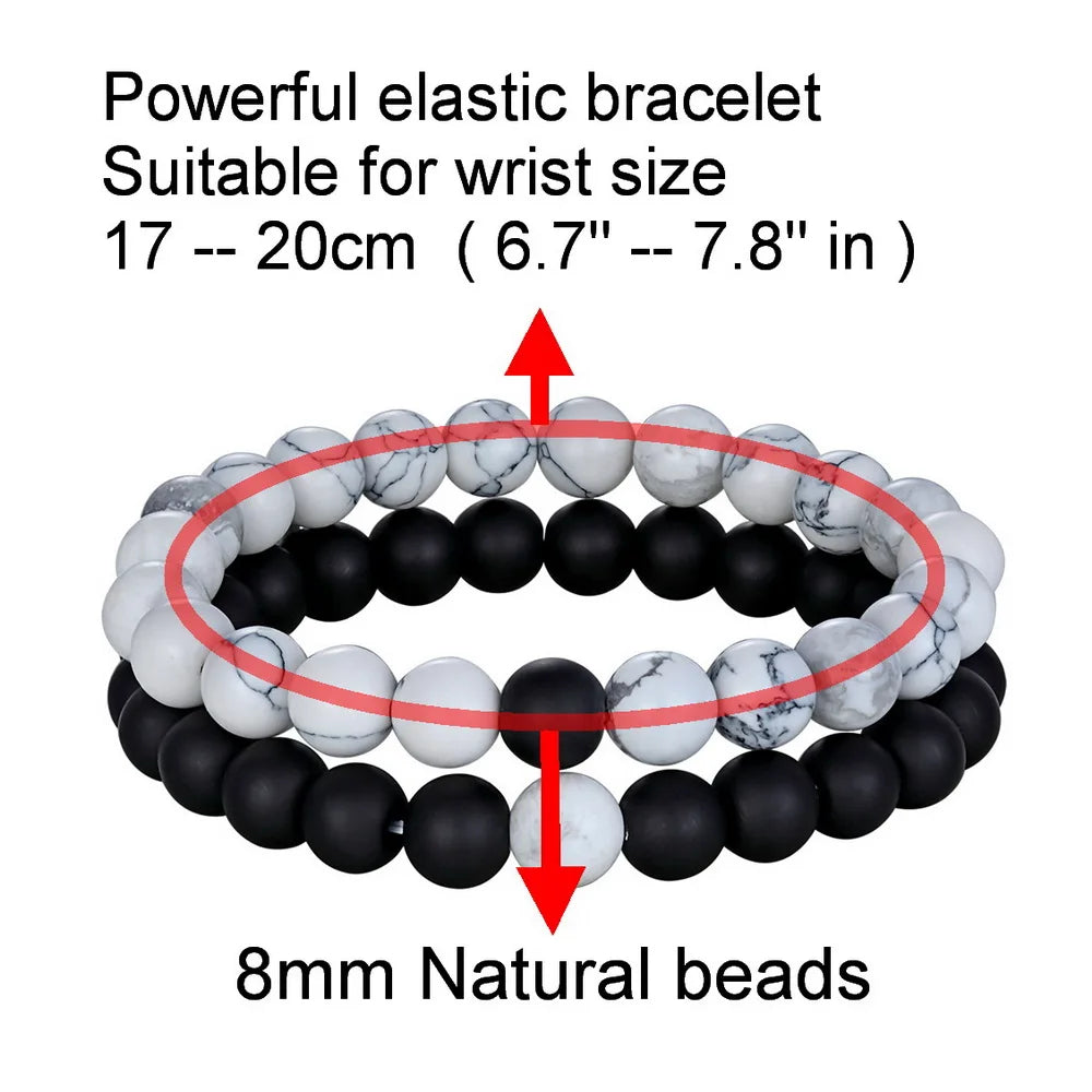luckacco xqni various combination styles beaded bracelets for men & women for couples jewelry stretch elastic rope diy birthday gift box