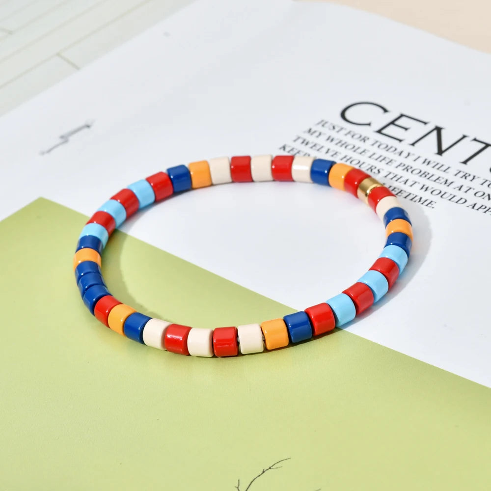 luckacco boho bohemian handmade charm summer new gold color bracelet tile beads friendship bracelet women gifts unisex fashion jewelry