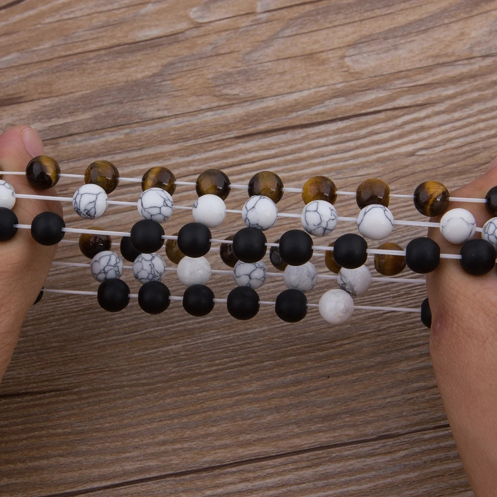 luckacco xqni various combination styles beaded bracelets for men & women for couples jewelry stretch elastic rope diy birthday gift box