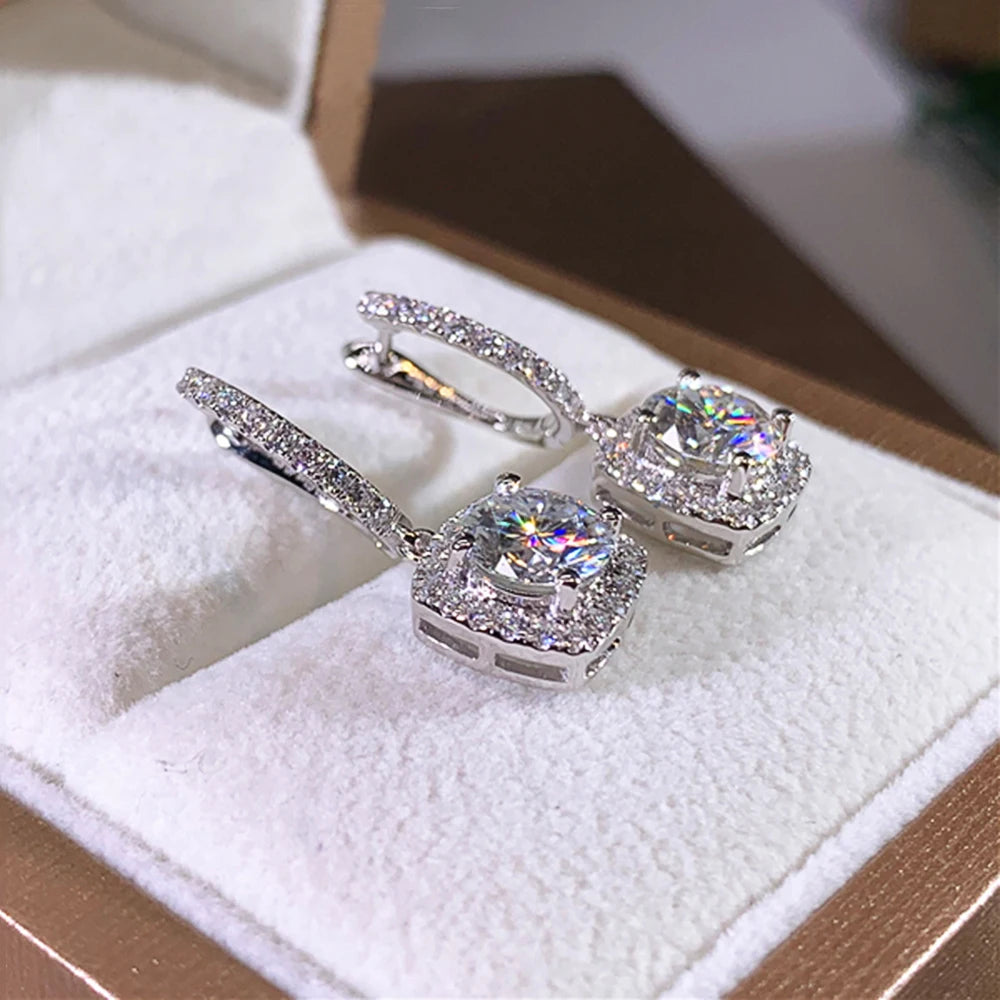 luckacco daily picks new trendy square shape drop earrings brilliant bridal engagement wedding jewelry elegant female dangle earring nice gift