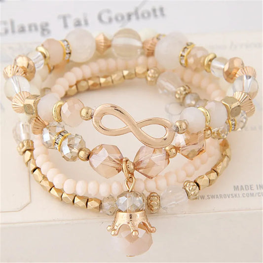 Luckacco DIEZI Ethnic Korean Crystal Bead Bracelets for Women Men Bracelet Natural Stone Charms Wristband Bracelet pulseira feminina