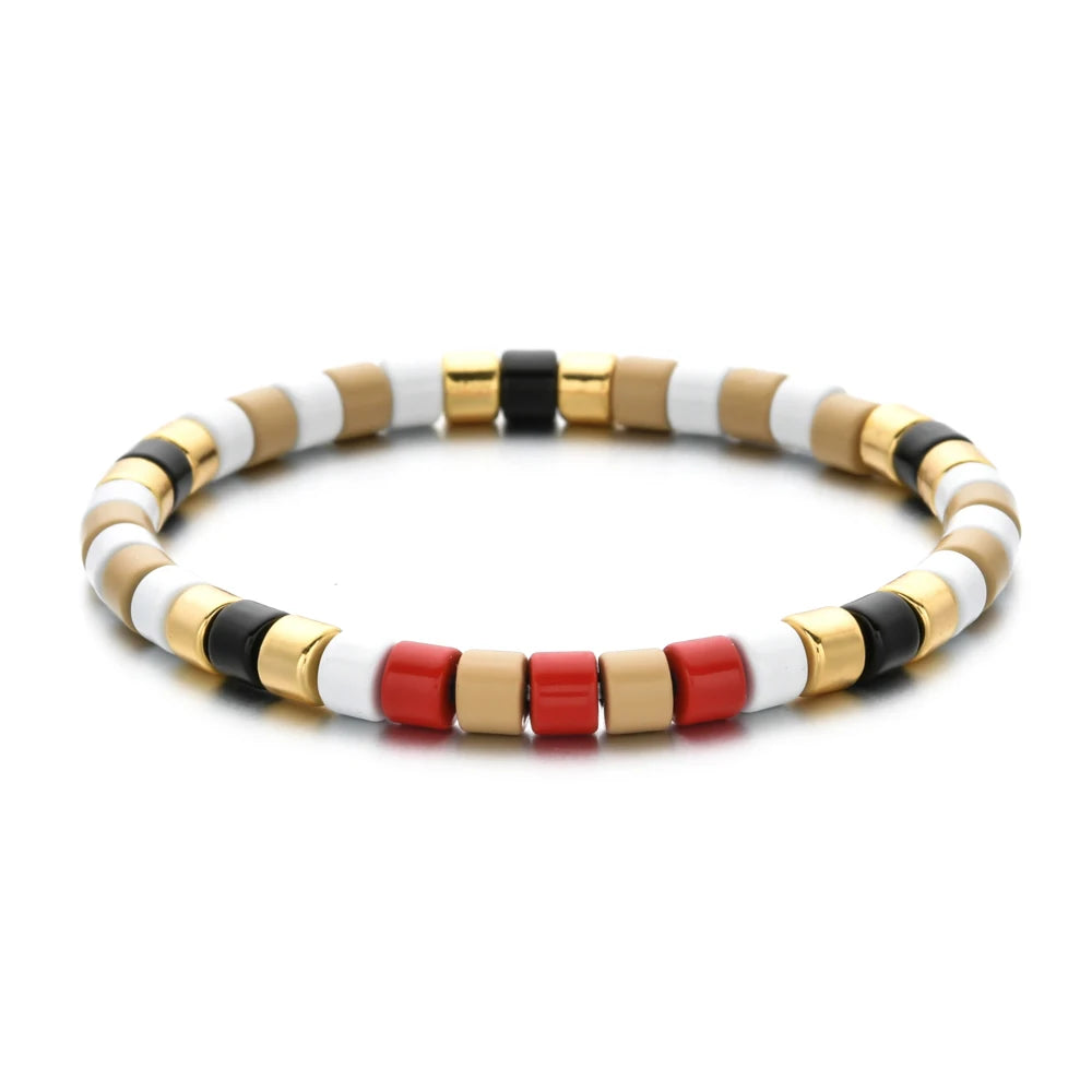 luckacco boho bohemian handmade charm summer new gold color bracelet tile beads friendship bracelet women gifts unisex fashion jewelry