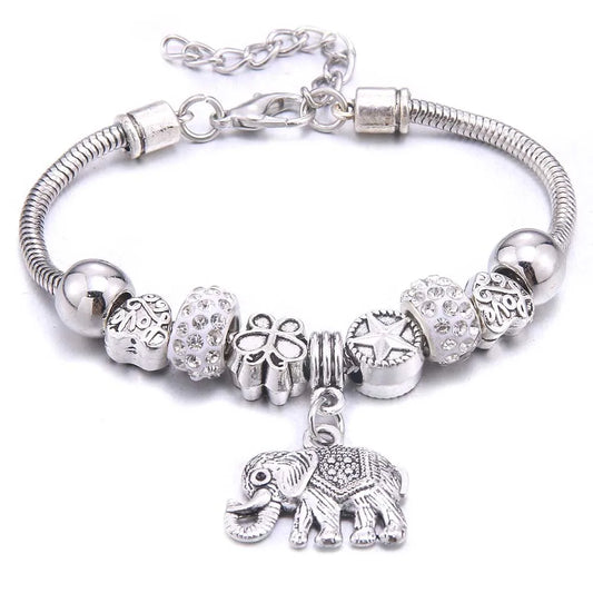 Luckacco  dragonfly owl Shape Crystal Charm Bracelets Beads Bracelet Women DIY Beads Brand Bracelets & Bangles Jewelry Gift