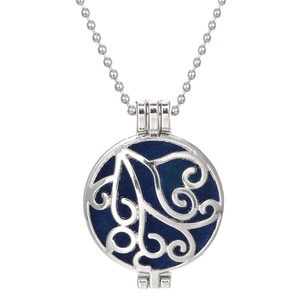 luckacco aromatherapy necklace tree of life diffuser jewelry vintage open locket pendant essential oil perfume aroma diffuser necklace