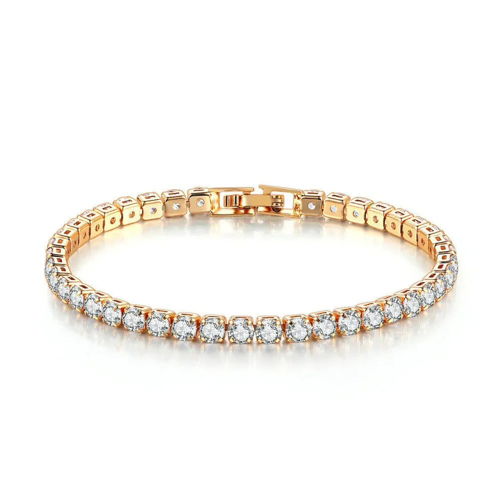 luckacco 4mm cubic zirconia tennis bracelet iced out chain bracelets for women men gold silver color men bracelet cz chain homme jewelry