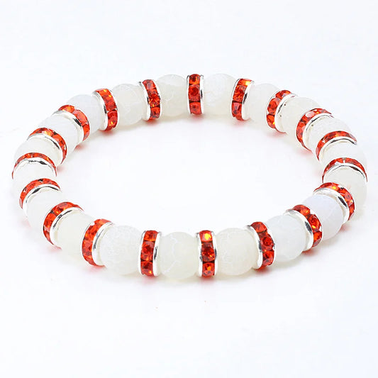 Luckacco shshd Natural Stone Bracelet White Pink Blue Rhinestone Charm Crystal Beaded Bracelets&Bangles for Women Fashion Elastic Jewelry