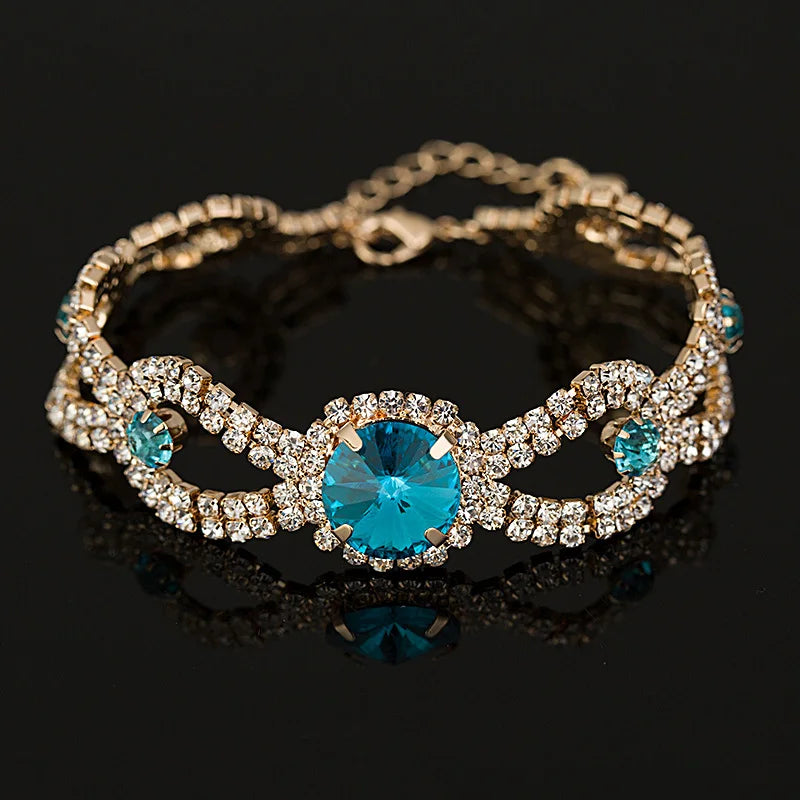 luckacco women new brand designer hot sell fashion charm jewelry women wedding austrian crystal bracelet for wedding b009