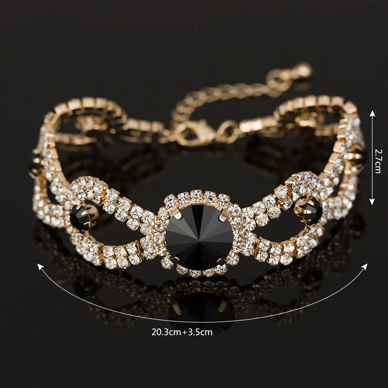 luckacco women new brand designer hot sell fashion charm jewelry women wedding austrian crystal bracelet for wedding b009