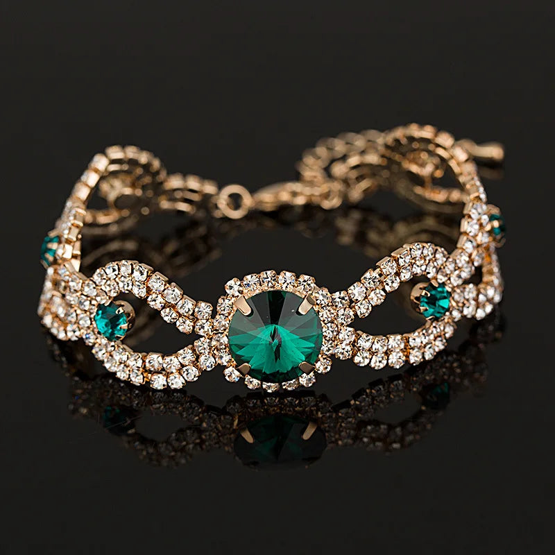 luckacco women new brand designer hot sell fashion charm jewelry women wedding austrian crystal bracelet for wedding b009