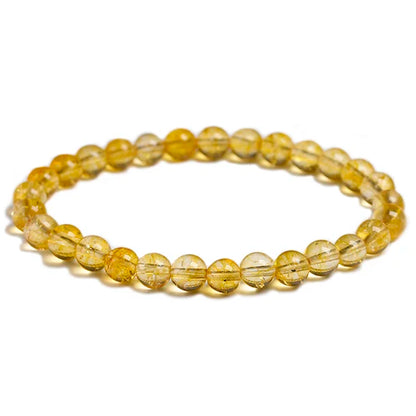 Luckacco Natural Yellow Citrine Stone 6mm 8mm 10mm Beads Bracelet Handmade Quartz Jewelry for Woman Men Unisex Stretch Bangle Gift
