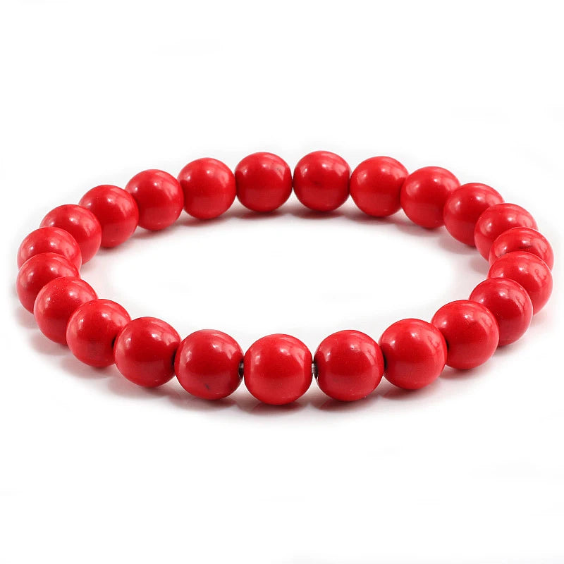 luckacco high quality blue white green red natural stone bracelet homme femme charms 8mm men strand beads yoga bracelets women
