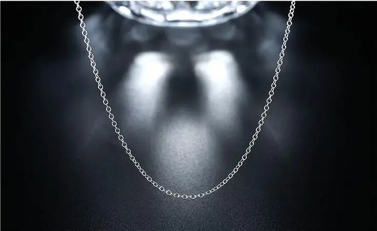 luckacco wholesale 5pcs/lot 925 sterling silver chain necklace,fashion men/women diy jewelry rolo chain 1mm necklace 16 18 20 22 24"